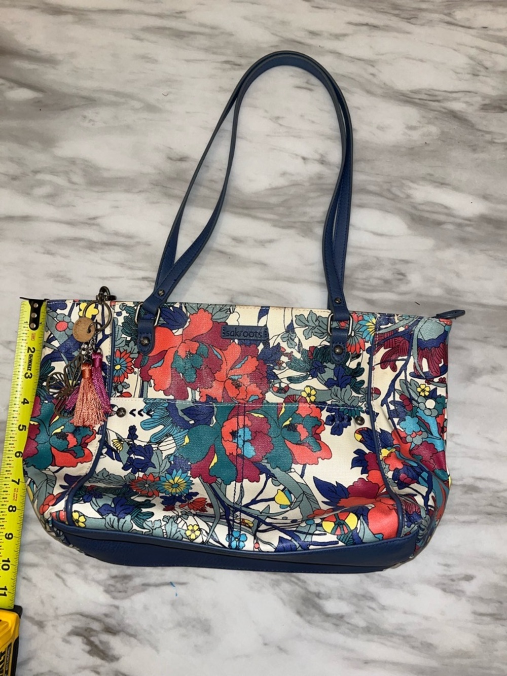 Sakroots Navy-Handled Floral Print Tote - Picture 4 of 10